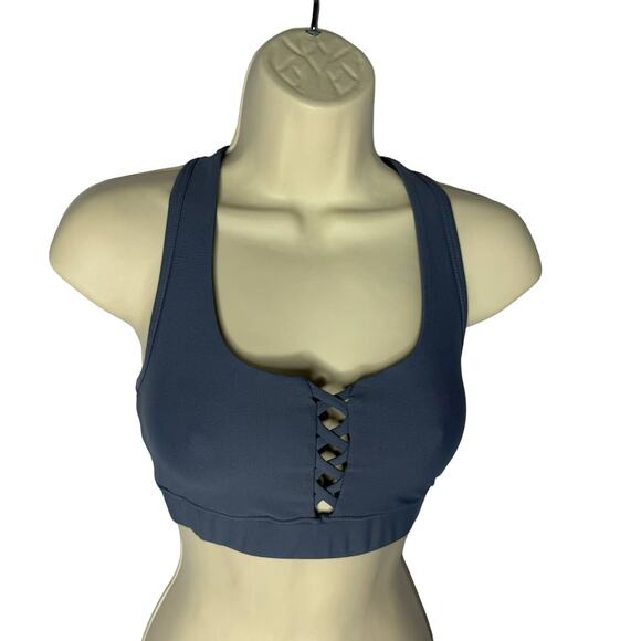 SOUL BY SOULCYCLE Lace Up Sports Bra Blue Small - Picture 2 of 9